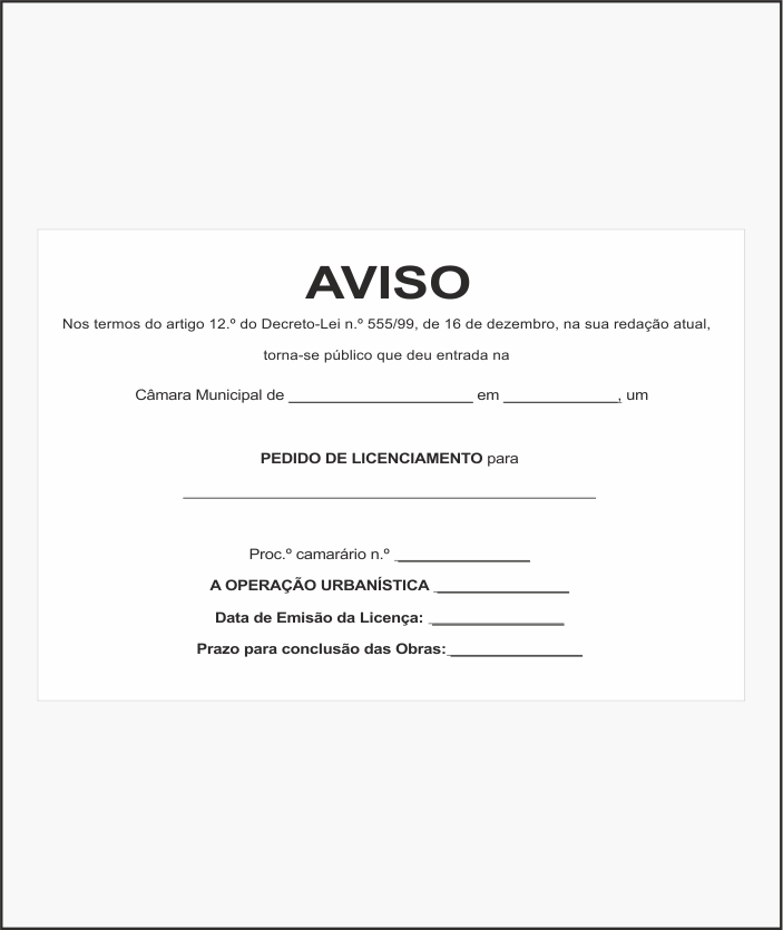 Aviso Alvará de Licenciamento